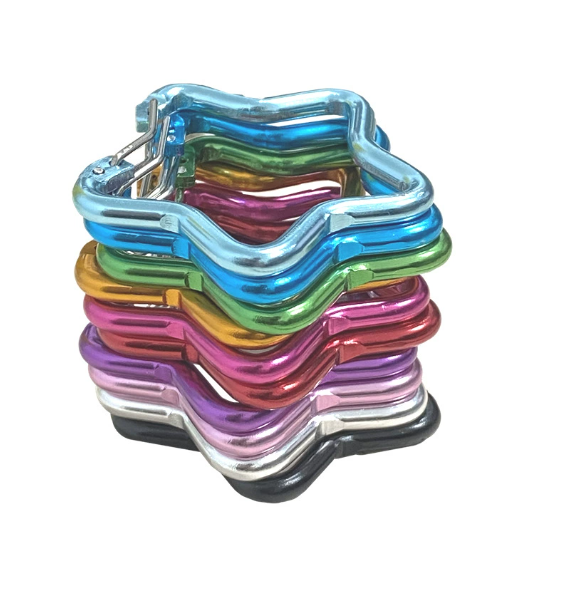 Macaron Color Metal Carabiner Keychain Five-Pointed Star Backpack Hanging Hook Candy-Style DIY Jewelry Accessories Cartoon