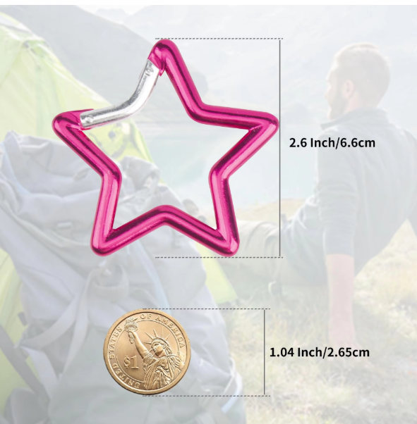 Custom Laser Engrave in All Regular Colors Instant Shipping Aluminum Alloy Promotional Keychain Star Carabiner Keychain